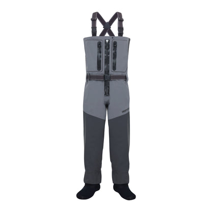 BRIVER 4-layer zip front wader with TIZIP and reinforced dark grey legs for fly fishing
