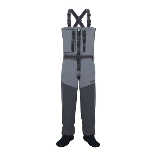 BRIVER 4-layer zip front wader with TIZIP and reinforced dark grey legs for fly fishing